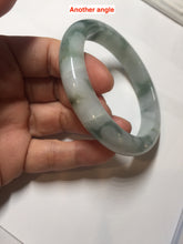 Load image into Gallery viewer, 57.5mm certified 100% natural Type A watermelon-rind green white Cool White Base with Misty Green Patches jadeite bangle PE17-2123
