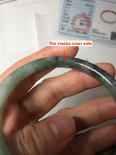 Load image into Gallery viewer, 56mm Certified Type A 100% Natural watermelon rind &amp; Smoky Black-Gray(WuJi) Jadeite round cut Jadeite bangle AZ181-0513

