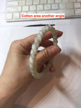 Load image into Gallery viewer, 60.5mm Certified Type A 100% Natural Green, Gray, Brown &amp; Black Flying Dandelion Vintage Twist Style Nephrite Jade Bangle JT7-1199
