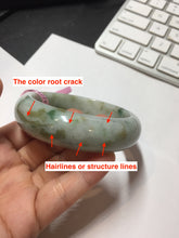 Load image into Gallery viewer, 59.2mm Type A 100% Natural light green brown chubby autumn leaves jadeite jade bangle G55

