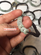Load image into Gallery viewer, 100% natural type A green white Safety Guardian Button donut jadeite jade thread woven bracelets PD99
