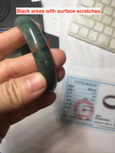 Load image into Gallery viewer, 47mm certified 100% natural Type A oily dark green gray black(老油青) oval jadeite jade bangle BS174-0051
