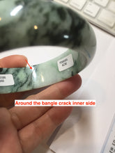 Load image into Gallery viewer, 59mm certified Type A 100% Natural dark green white broad Jadeite Jade bangle PE100-6230
