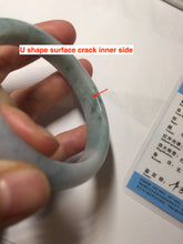 Load image into Gallery viewer, 55.5mm Certified Type A 100% Natural light green purple with floating flowers Jadeite bangle PA131-6646
