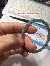 Load image into Gallery viewer, 51.5mm Certified Type A 100% Natural Light Blue Green Gray Ru Kiln Sky Celadon Blue (汝窑天青蓝) Guatemala Jadeite Jade Slim Round Bangle PJ104-7377
