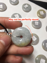 Load image into Gallery viewer, 24-25mm Type A 100% Natural light purple/yellow/white Jadeite Jade Safety Guardian Button donut Pendant/worry stone group BM54
