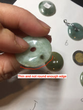 Load image into Gallery viewer, 25mm 100% Natural light green/blue/gray/yellow jadeite Jade Safety Guardian Button(donut) Pendant AR101
