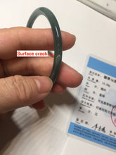 Load image into Gallery viewer, 55mm Certified Type A 100% Natural dark green/blue/gray Guatemala slim round cut Jadeite bangle PD18-4450
