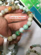 Load image into Gallery viewer, 7-7.6mm 100% natural type A green/white/yellow/brown jadeite jade beads bracelet AQ73
