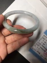 Load image into Gallery viewer, 58.7mm Certified Type A 100% Natural green white slim round cut Jadeite Jade bangle Y169-3693

