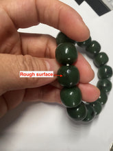 Load image into Gallery viewer, 13.7x13mm 100% Natural olive green/brown/black vintage style nephrite Jade bead bracelet HE95
