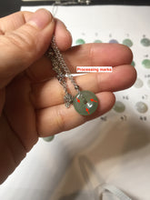 Load image into Gallery viewer, 12.5-13mm Type A 100% Natural icy watery green purple white yellow Jadeite Safety Guardian Button donuts pendant PF2
