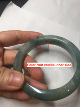 Load image into Gallery viewer, 57.2mm Certified type A 100% Natural oily dark green (老油青) blue gray black Mountains Afar (远山)Jadeite bangle PC258-0553
