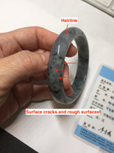 Load image into Gallery viewer, 55mm Certified Type A 100% Natural dark green purple with floating flowers Jadeite bangle PD134-6287
