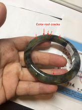 Load image into Gallery viewer, 54.5mm certified Type A 100% Natural dark green/black(青花)/red/brown Jadeite Jade bangle PD126-6288
