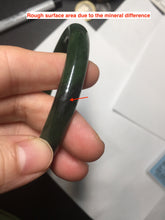 Load image into Gallery viewer, 61.5mm certified 100% Natural dark green/black round cut nephrite (碧玉) bangle HN24-9153
