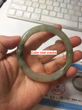 Load image into Gallery viewer, 54.5mm Certified type A 100% Natural light green dark green floating seaweed round cut Jadeite bangle PC137-6611
