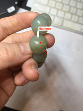 Load image into Gallery viewer, 14x13mm 100% Natural light green/gray vintage style nephrite Jade bead bracelet HF38
