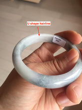 Load image into Gallery viewer, 53.5mm certified 100% natural Type A light green/purple white Snowy Pine Forest jadeite jade bangle J127-3084
