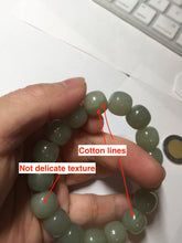 Load image into Gallery viewer, 12x10.7mm 100% Natural light green/yellow vintage style nephrite Jade bead bracelet HE98
