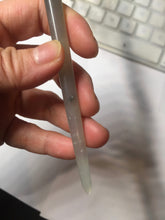 Load image into Gallery viewer, 17.5 cm 100% Natural Light yellow gray black(灰冰) Bamboo-Style Xiu Jade (Serpentine) Hairpin with rose Hanging Ornament AW46
