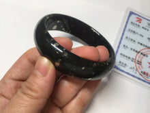 Load image into Gallery viewer, 59mm 100% Natural dark green/black meteorite Stellar Night sky nephrite Jade bangle HF94-1030
