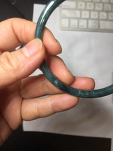 Load image into Gallery viewer, 61mm Certified Type A 100% Natural icy watery dark green/blue/gray with Guatemala slim round cut Jadeite bangle PH20-2332
