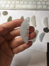 Load image into Gallery viewer, 100% Natural icy watery light green/gray Jadeite gua sha (刮痧) Jadeite jade Comb group E77 (Add on item! not sale individually)
