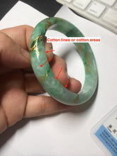 Load image into Gallery viewer, 54.8mm certified 100% natural Type A sunny green carved and golden-painted jadeite jade bangle BH134-4662
