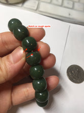 Load image into Gallery viewer, 100% Natural 10.8/12mm dark green/gray/black vintage style Jade (碧玉)bead bracelet group HT132

