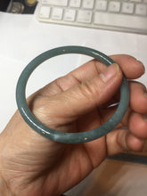Load image into Gallery viewer, 57.5mm Certified Type A 100% Natural icy watery deep sea dark green/blue/gray/black Guatemala slim round cut Jadeite bangle PC65-7040
