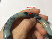 Load image into Gallery viewer, 58mm 100% Natural type A icy watery green dark carved flowers golden-painted round cut Jadeite Jade bangle PH76-5856
