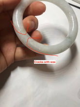 Load image into Gallery viewer, 53.5mm Certified Type A 100% Natural light green white round cut Jadeite bangle PF60-0516
