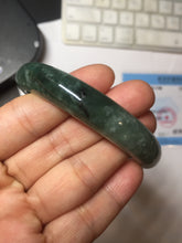 Load image into Gallery viewer, 61.2mm certified type A 100% Natural oily dark green gray black with flying snow Jadeite jade bangle PC208-7672
