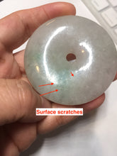 Load image into Gallery viewer, 56.6mm 100% Natural sunny green/purple/gray jadeite Jade big Safety Guardian Button(donut) Pendant/worry stone F143
