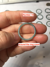 Load image into Gallery viewer, 19.2mm size 9 1/4 100% natural type A icy watery green/blue slim style Guatemala jadeite jade band ring group PJ34
