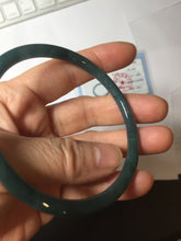 Load image into Gallery viewer, 60.5mm Certified Type A 100% Natural icy watery dark green/blue/gray with Guatemala slim round cut Jadeite bangle PH19-2346
