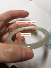 Load image into Gallery viewer, 52.9mm Certified 100% Natural icy white light yellow crystal sugar color(黄冰糖) slim round cut nephrite jade bangle HN45-9177
