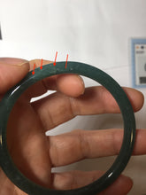Load image into Gallery viewer, 56.3mm Certified Type A 100% Natural dark green/blue/gray with Guatemala slim round cut Jadeite bangle PH14-2352
