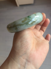 Load image into Gallery viewer, 59.2mm Type A 100% Natural light green brown chubby jadeite jade bangle G55
