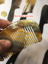 Load image into Gallery viewer, 15.5cm 100% Natural black yellow Buffalo Horn Comb with flaws group AW9
