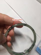 Load image into Gallery viewer, 56mm Certified Type A 100% Natural green/black/gray with dark green floating flowers slim round cut Jadeite bangle PD76-5745

