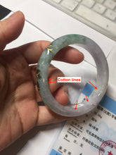 Load image into Gallery viewer, 53.6mm 100% Natural type A dark green purple white carved plum bossom and golden-painted Jadeite Jade bangle PD91-0269
