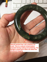 Load image into Gallery viewer, 55.2mm certified 100% Natural dark green/black Ocean Waves chubby round cut nephrite bangle HN184-0877
