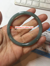 Load image into Gallery viewer, 54.2mm Certified Type A 100% Natural dark green/blue/gray with Guatemala slim round cut Jadeite bangle PE48-7033
