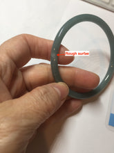 Load image into Gallery viewer, 58mm Certified Type A 100% Natural dark green/blue/gray with Guatemala slim round cut Jadeite bangle PE55-7024
