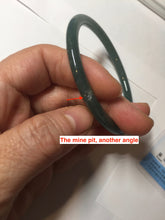 Load image into Gallery viewer, 57mm Certified Type A 100% Natural icy watery deep sea dark green/blue/gray/black slim round cut Guatemala Jadeite bangle AU66-7055
