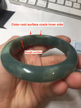 Load image into Gallery viewer, 57.2mm Certified type A 100% Natural oily dark green (老油青) blue gray black Mountains Afar (远山)Jadeite bangle PC260-0550

