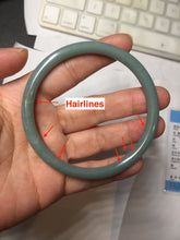 Load image into Gallery viewer, 61mm Certified Type A 100% Natural Light Blue Green Gray Ru Kiln Sky Celadon Blue (汝窑天青蓝) Guatemala Jadeite Jade Slim Round Bangle AZ166-0274
