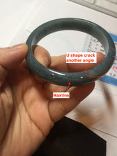 Load image into Gallery viewer, 61mm Certified Type A 100% Natural deep sea dark green/blue/gray/black Guatemala Jadeite bangle PB113-6424
